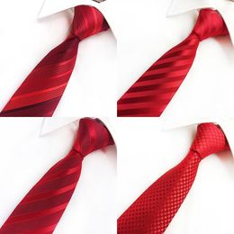 Neck Ties Sitonjwly Red For Men Formal Necktie Gravaa Corbatas Mens Cravate Tie Wedding Business Custom LOGO1