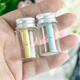 22*40*13mm 7ml Mini Glass Bottles With Aluminium Lid Empty Small Wishing Bottle Vials Jars 100pcslot