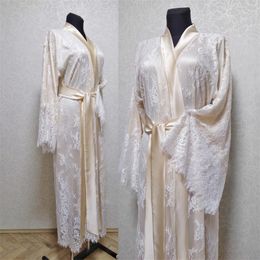 -100% noiva de seda sleepwear vestes com cintura de faixa manga comprida feitos sob encomenda de renda mulheres sleepwear pijamas vestidos
