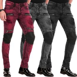 Men's Jeans Mens Zipper Men Slim Casual Plus Size Low Waist Skinny Full Length Fall Fashion Pencil Pants Lugentolo