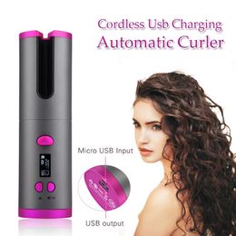 FreeShipping Automatic Hair Curler Auto Ceramic Wireless Curling Iron Hair Waver Tongs Beach Waves Iron Curling Wand Air Curler USB Cordless