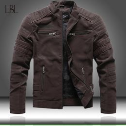 Autumn Winter Men's Leather Jacket Casual Fashion Stand Collar Motorcycle Jacket Men Slim High Quality PU Leather Coats 201123