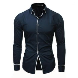 Men Shirt 2018 Brand Male Long Sleeve Shirts Casual Solid Multi-Button Hit Color Slim Fit Dress Shirts Mens Dress Shirt XXXL1217u