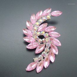 Pins, Brooches 1 Piece Elegant Fashion Pink Crystal Rhinestone Silver Plated Statement Double Spiral Pins For Women, Item: BH76161