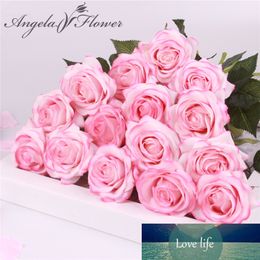 15 pcs/lot Silk real touch rose artificial gorgeous flower wedding fake flowers for home party decor Valentine's gift