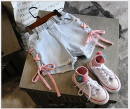 Lovely Girls Denim Shorts With Cross Straps Summer Baby Girl Cowboy Shorts Children Clothes Kids Clothing