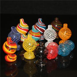 smoking Stripe Bubble Carb Cap Colourful For Bevelled Edge Quartz Banger Nails Glass Water Bongs Pipes