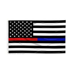 Thin Blue And Red Line Flag 3x5 FT Custom Flag 90x150cm Double Stitching 100D Polyester Indoor Outdoor Printed Hot selling