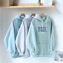 Autumn Winter BF Style Sweatshirt Women Harajuku Casual Oversize Long Sleeve Hooded Pullover Letter Print Thickening Tops LJ200815