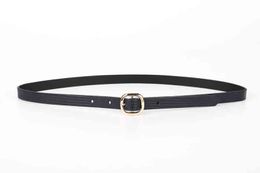 2022 New Casual Fashion Trend Ladies Belt With Single Cut Dress And Black Trousers Leather Automatic Buckle G220301