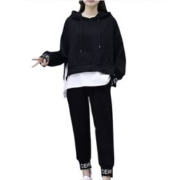Sports suit female autumn and winter student wear Korean version of loose fashion women's bikes casual two piece set women 201104