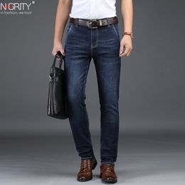 NIGRITY Mens Jeans Business Casual Straight Cut Black & Blue Jeans Stretch Denim Pants Trousers Classic Plus Big Size 28-42 201117