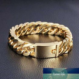 12mm 8inches Curb Cuban Chain Gold Color Bracelets for Men Women Factory Offer
