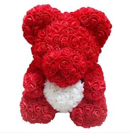 Handcrafted Valentine's Day gifts 25cm rose bear with heart PE Foam Teddy Bear Rose Bear with Ribbon