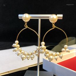 wedding jewelry earrings 18-karat gold plated hoop earrings with multiple pearl studs women banquet jewelry Valentine1