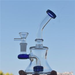 Glass Bongs 7.5'' recycler bubbler glass bong inline matrix perc water pipe dab rig with 14.5 mm joint glass oil burner pipe