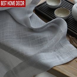 Modern Tulle Curtains for Living Room Soild Linen Sheer Curtains for Bedroom Voile Curtains Window Screening Treatments Drapes Y200421