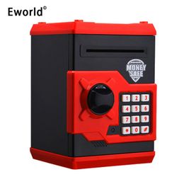 Eworld Hot New Piggy Bank Mini ATM Money Box Safety Electronic Password Chewing Coin Cash Deposit Machine Gift for Children Kids 201125