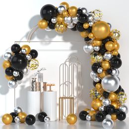 Black Gold Silver Balloon Garland Kit Birthday Graduation New Year Celebration Birthday Party Decorations