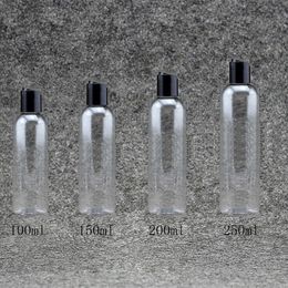 100/150/200/250ml Empty Plastic Transparent Lotion Refillable Bottles PET disc top cap shampoo emulsion cosmetic container
