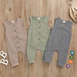 Baby Plaids Romper Summer Clothes Newborn Sleeveless Jumpsuit Boy Overall Unisex Girl Outfits 0-18M 20220303 Q2