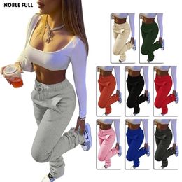 Streetwear Women Wide Leg Flare Stacked Ruched Pants High Waist Leggings Trousers Sportswear Sexy Stacked Tracksuit Sweatpants 201119