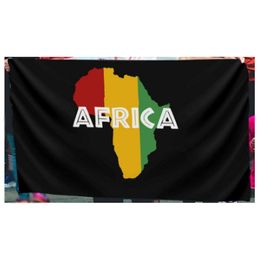 Africa Rasta On Black Flags Banners 3X5FT 100D Polyester High Quality Vivid Color With Two Brass Grommets