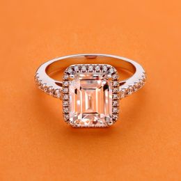 AINUOSHI 3.0 Carats Emerald Cut Halo Engagement Ring for Women Simulated Diamond Anniversary Wedding Ring 925 Sterling Silver Y200107