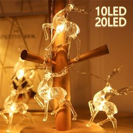 20LEDs 10LEDs Deer LED String Lights Battery Operated Reindeer Indoor Decoration For Home Holiday Festivals Outdoor Xmas Party 201201