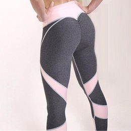 Drop Shipping Hot Sale Grey Pink Patchwork Heart Hip Leggings Sportswear For Women Bodybuilding Slim Sexy Legging LJ201006