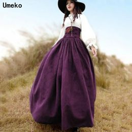 Umeko Women Vintage High Waist Victorian Back Steampunk Drama Costume Lolita Style Coseplay Long Skirt 201109