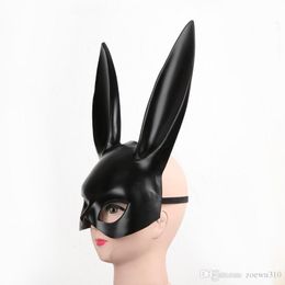 Black Sexy Rabbit Ear Mask Women Girl White Cute Bunny Long Ears Bondage Mask Halloween Masquerade Party Cosplay Costume Prop WVT0942