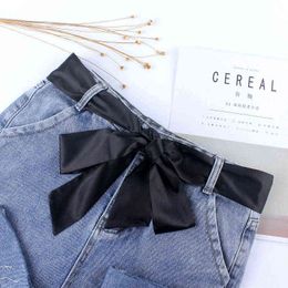 new fashion women Cloth belt ribbon stain solid knot bowknot for dresses jeans waistband belts high quality ceinture femme G220301