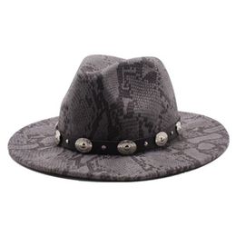 hats for men western cowboy jazz caps panama derby fedora hats women men snake band belt hip hop wide brim winter hats women men