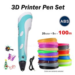 3D Printer Pen Screen DIY 3 D Printing Pen 20m ABS Filament Set Creative Toy Designer Kids Drawing Pens Gifts Christmas Birthday 201214