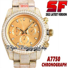 2022 SF V2 116508 ETA 7750 SA7750 Chronograph Automatic Mens Watch 116503 Gold Dial 904L Stainless Case Iced Out Diamonds Bracelet Eternity Jewellery Watches 116518