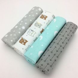 4Pcs/Lot 100% Cotton Flannel Swaddles Soft Newborns Blanket Newborn Muslin Diapers Baby Swaddle Wrap 201111