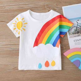 Children's Cartoon Rainbow Print T-Shirt Child Boy Girls Kid's Clothes Toddler Baby Short Sleeve Tee Tops Clothing Summer Tees G1224