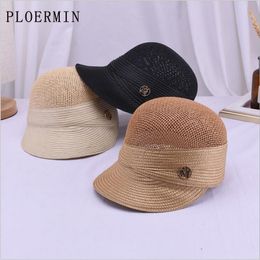 New Summer Straw Paper Sun Hat For Women Breathable Baseball Cap Outdoor Casual Sunshade Hat British Style Equestrian Hat Y200602