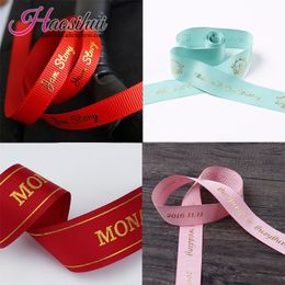 10mm-75mm personalized metallic gold and silver ribbon brand grosgrain ribbon decoration christmas/birthday 100yards/lot 201130