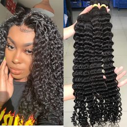 3 Pcs human hair bundles with 4x4 lace closure Brazilian Indian Malaysian virgin hair natural Colour for black women