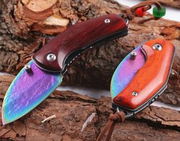 special offer damascus edc pocket folding knife vg10 damascus steel colorful titanium coated blade rosewood stainless steel sheet handle k