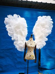 New Arrival Adults Women Men elegant Valuable Pure white Ostrich feather Angel fairy wing for Dancing photography Wedding decor
