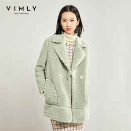 Vimly Women Faux Fur Coat Vintage Turn Down Collar Solid Double Breasted Thick Warm Casual Outerwear Female Fur Jacket F5162 201210