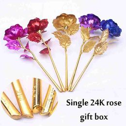 24K Gold Plated Rose with Love Holder Gift Box Valentine's Mother's Gift Day Us Dipped Rose Ship Day Flower Gold Drop P9S4