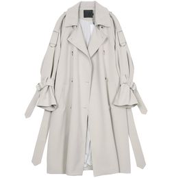 Lautaro Long trench coat for women raglan sleeve double breasted women clothes korean fashion loose plus size overcoat 7xl 201029