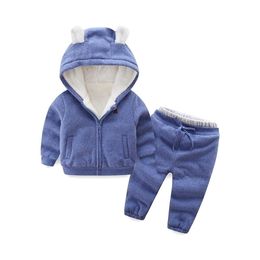 BibiCola new autumn winter boys girls clothes sets children plus velvet suits casual warm thick outfits tracksuit clothing 201031