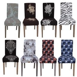 Lellen 4/5/6 pieces Printing Chair Cover Spandex Wedding Chair Covers Dining room banquet weddings home hotel Christmas gift new Y200104