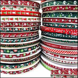 Craft Tools Arts, Crafts & Gifts Home Garden 25 Yards 10Mm Christmas Diy Ribbon Printed Grosgrain Ribbons For Gift Wrap Wedding Decoration H