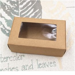 10pcs Square Kraft Box With Window Paper Gift Packaging For Wedding Home Party Muffin Packaging Christm jllNKh